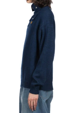 8G Cotton Wool NICKLE 4 Half ZIP Sweater - Navy -Menswear Rise Sales Store Kapital 8G Cotton Wool NICKLE 4 Half ZIP Sweater Navy K2311KN155 NV viv 24 m