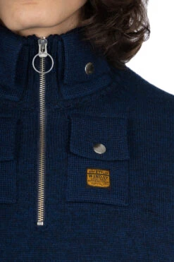 8G Cotton Wool NICKLE 4 Half ZIP Sweater - Navy -Menswear Rise Sales Store Kapital 8G Cotton Wool NICKLE 4 Half ZIP Sweater Navy K2311KN155 NV viv 26 m