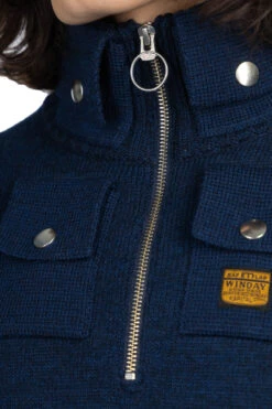 8G Cotton Wool NICKLE 4 Half ZIP Sweater - Navy -Menswear Rise Sales Store Kapital 8G Cotton Wool NICKLE 4 Half ZIP Sweater Navy K2311KN155 NV viv 27 m