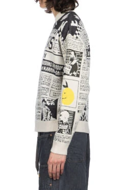 8G Knit NEWSPAPER Crew Sweater (KOUNTRY NEWS) - Natural -Menswear Rise Sales Store Kapital 8G Knit NEWSPAPER Crew Sweater KOUNTRY NEWS Natural K2311KN158 NAT 24 m