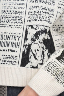 8G Knit NEWSPAPER Crew Sweater (KOUNTRY NEWS) - Natural -Menswear Rise Sales Store Kapital 8G Knit NEWSPAPER Crew Sweater KOUNTRY NEWS Natural K2311KN158 NAT 29 m