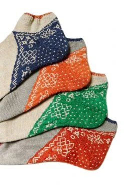 96 Yarns Bandana Heel Ankle Socks - 4 Colors -Menswear Rise Sales Store Kapital 96 Yarns Bandana Heel Ankle Socks 4 Colors K2204XG530 08