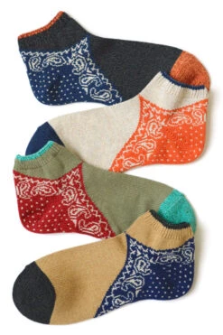 96 Yarns Paisley Bandana Heel Ankle Socks - 4 Colors