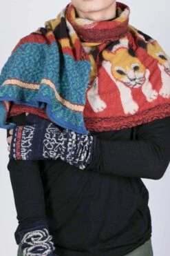 Compressed Wool Scarf JAPAN MIKE Cat - Red -Menswear Rise Sales Store Kapital Compressed Wool Scarf JAPAN MIKE Cat Red EK 392 EK 1518 12 m