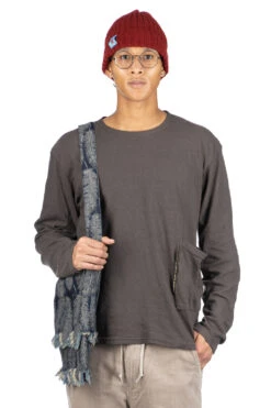 Gauze Jersey BISCUIT Pocket LS Tee - Ink Black