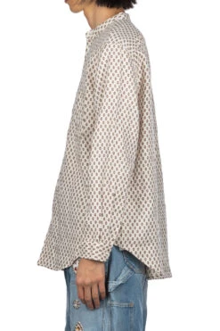 Linen CHIMA-MON Stand Collar Shirt -Menswear Rise Sales Store Kapital Linen CHIMA MON Stand Collar Shirt K2304LS108 noe 03 m