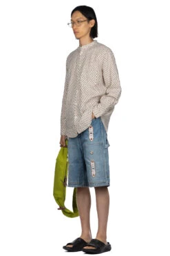 Linen CHIMA-MON Stand Collar Shirt -Menswear Rise Sales Store Kapital Linen CHIMA MON Stand Collar Shirt K2304LS108 noe 07 m