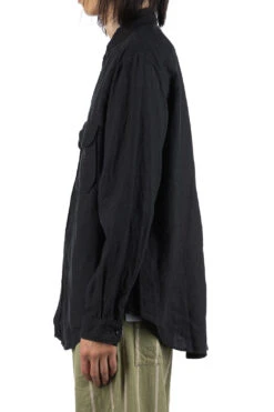Linen CLIP Shirt - Black -Menswear Rise Sales Store Kapital Linen CLIP Shirt Black K2303LS055 BLK noe 03 m