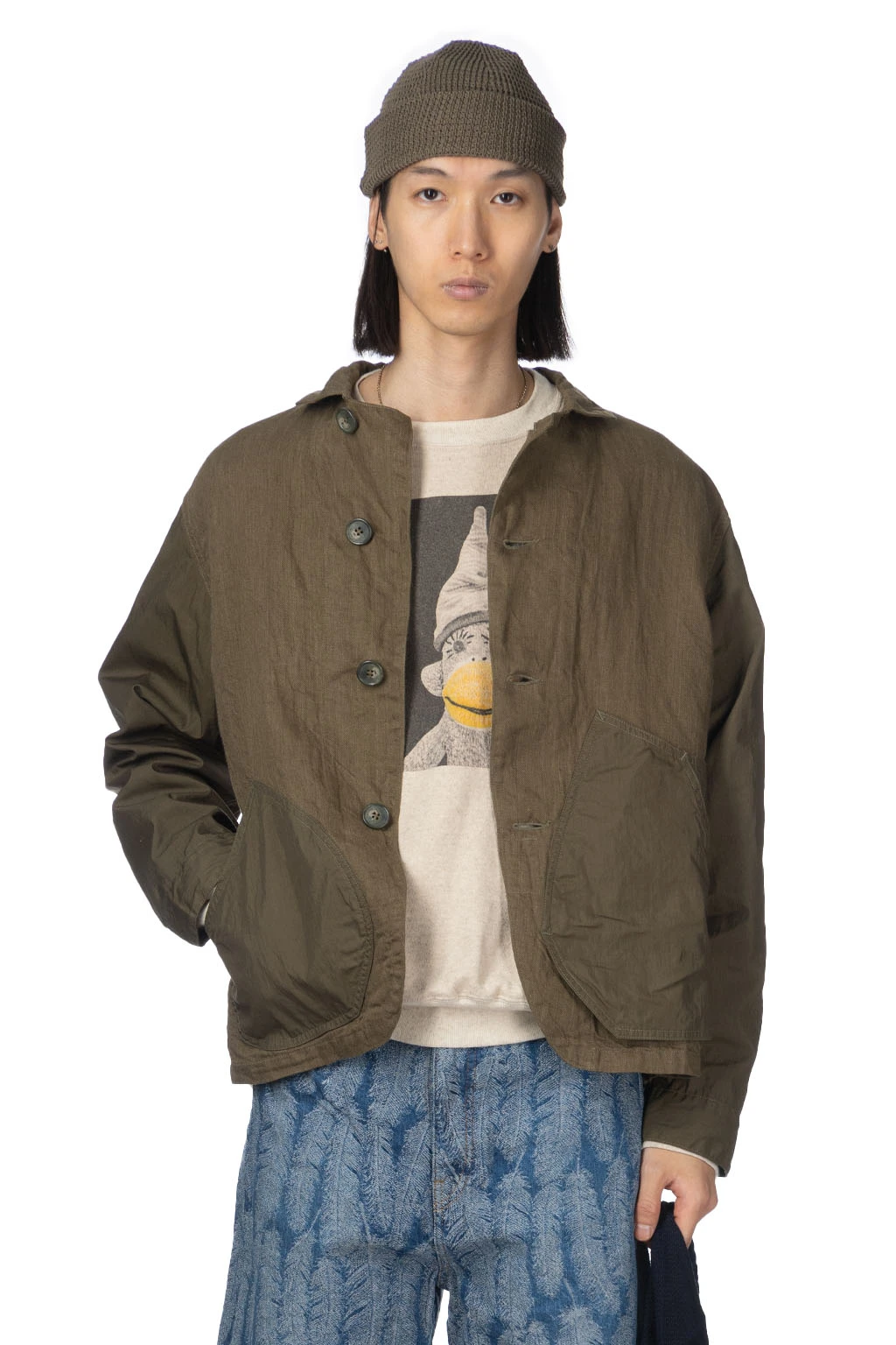 Linen Chino Cloth X Gabardine RINGOMAN Coverall - Khaki 1 Linen Chino Cloth X Gabardine RINGOMAN Coverall - Khaki