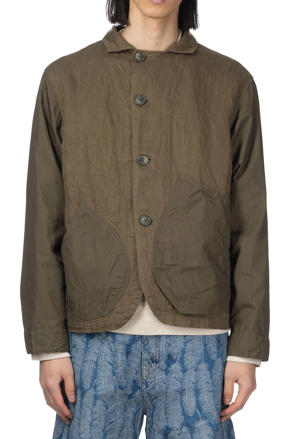 Linen Chino Cloth X Gabardine RINGOMAN Coverall - Khaki 2 Linen Chino Cloth X Gabardine RINGOMAN Coverall - Khaki - Image 2