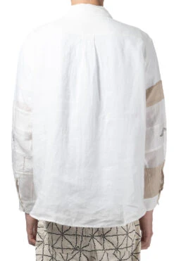 Linen Drawn Work Hippie Sleeve Shirt -Menswear Rise Sales Store Kapital Linen Drawn Work Hippie Sleeve Shirt EK 1409LS WH noe 04 m