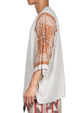 Linen Jersey Bandana HUGE-T (Botanical) - L. Brown -Menswear Rise Sales Store Kapital Linen Jersey Bandana HUGE T Botanical L Brown K2205SC125 LBR 35 m