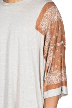 Linen Jersey Bandana HUGE-T (Botanical) - L. Brown -Menswear Rise Sales Store Kapital Linen Jersey Bandana HUGE T Botanical L Brown K2205SC125 LBR 37 m