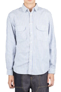 Menswear Rise Sales Store -Menswear Rise Sales Store Kapital OX Stripe Clip Shirt Blue K2309LS038 02