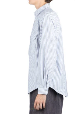 OX Stripe Clip Shirt - Blue -Menswear Rise Sales Store Kapital OX Stripe Clip Shirt Blue K2309LS038 03