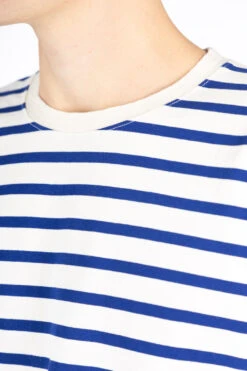 Stripe Jersey Crew LS Tee (PROFILE RAINBOWY Patch) - Ecru X Blue -Menswear Rise Sales Store Kapital Stripe Jersey Crew LS Tee PROFILE RAINBOWY Patch Ecru x Blue EK 1624LC NBL 05 m