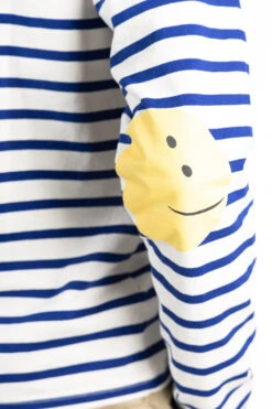 Stripe Jersey Crew LS Tee (PROFILE RAINBOWY Patch) - Ecru X Blue -Menswear Rise Sales Store Kapital Stripe Jersey Crew LS Tee PROFILE RAINBOWY Patch Ecru x Blue EK 1624LC NBL 06 m