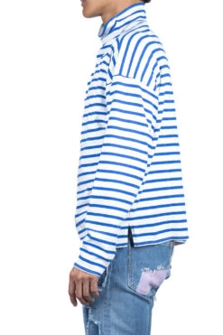 Stripe Jersey GANDHI Long Sleeve T - White X Blue -Menswear Rise Sales Store Kapital Stripe Jersey GANDHI Long Sleeve T White x Blue EK 1259 WBL 03 m