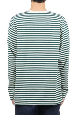COOLMAX Stripe Jersey LS Tee - Green X Natural -Menswear Rise Sales Store Nanamica COOLMAX Stripe Jersey LS Tee Green x Natural SUHS423U GN 04 m