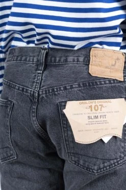 107 Ivy Fit Denim Black Denim Stone Wash -Menswear Rise Sales Store OrSlow 107 Ivy Fit Denim Black Denim Stone Wash 01 0107W D61S 15