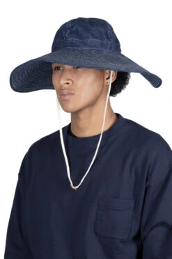 US Navy Wide Brim Hat - Denim One Wash -Menswear Rise Sales Store OrSlow US Navy Wide Brim Hat Denim One Wash 03 001W 81WM N 04 m