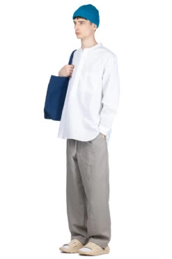 Band Collar Pullover Shirt - White -Menswear Rise Sales Store Still by Hand Band Collar Pullover Shirt White SH02241OS WH ta 08