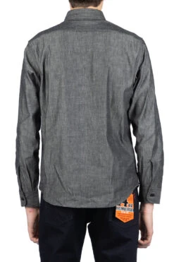 Black Chambray LS Work Shirt -Menswear Rise Sales Store Sugar Cane Black Chambray LS Work Shirt SC29159 410 noe 04