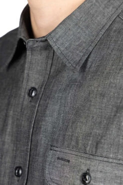 Black Chambray LS Work Shirt -Menswear Rise Sales Store Sugar Cane Black Chambray LS Work Shirt SC29159 410 noe 05