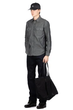 Black Chambray LS Work Shirt -Menswear Rise Sales Store Sugar Cane Black Chambray LS Work Shirt SC29159 410 noe 07