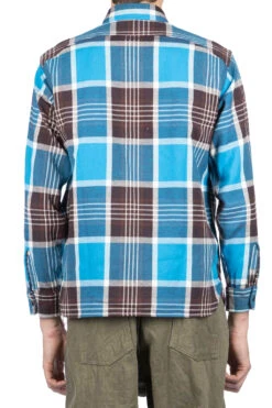 Fiction Romance Twill Check LS Work Shirt - Blue -Menswear Rise Sales Store Sugar Cane Fiction Romance Twill Check LS Work Shirt Blue SC29157 125 04