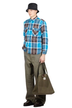 Fiction Romance Twill Check LS Work Shirt - Blue -Menswear Rise Sales Store Sugar Cane Fiction Romance Twill Check LS Work Shirt Blue SC29157 125 07