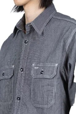 Jean Cord Work Shirt - Black 12 Jean Cord Work Shirt - Black -Menswear Rise Sales Store Sugar Cane Jean Cord Work Shirt Black SC25511 119 noe 05 m