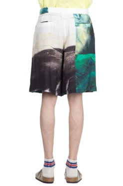 SILK ABOVE-THE KNEE SHORTS - Green -Menswear Rise Sales Store TAAKK SILK ABOVE THE KNEE SHORTS Green TA24SS PT036 GN 04 m