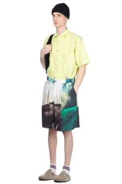 SILK ABOVE-THE KNEE SHORTS - Green -Menswear Rise Sales Store TAAKK SILK ABOVE THE KNEE SHORTS Green TA24SS PT036 GN 07 m