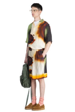 SILK ABOVE-THE KNEE SHORTS - Orange -Menswear Rise Sales Store TAAKK SILK ABOVE THE KNEE SHORTS Orange TA24SS PT036 OR 07a m