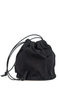 Gabardine Drawstring Bag - Black